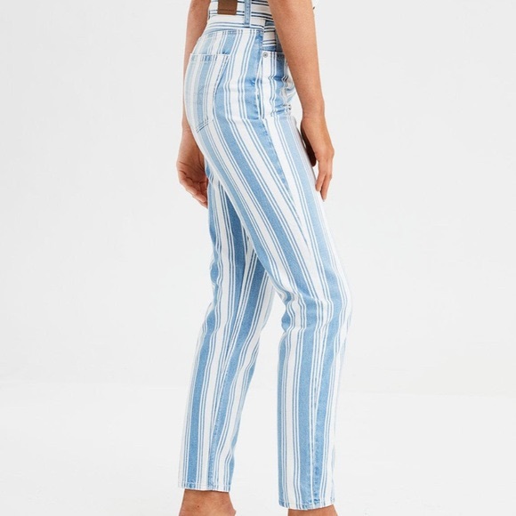 american eagle striped mom jean 
